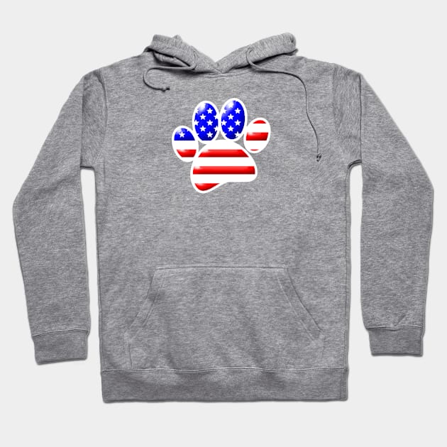 US Flag Dog Paw Print Hoodie by Braznyc